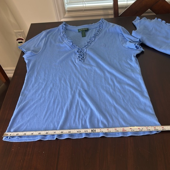 Lauren Ralph Lauren Blue 100% Cotton 2pc Pajama Lounge Set Top & Shorts size XL - Picture 8 of 17